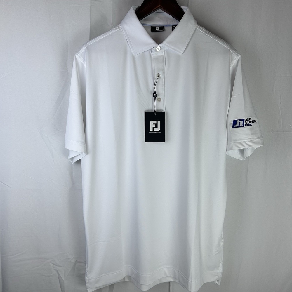 NWT‎ FootJoy FJ Solid White Lisle Polo Men's Size Medium Jim Norton Ford